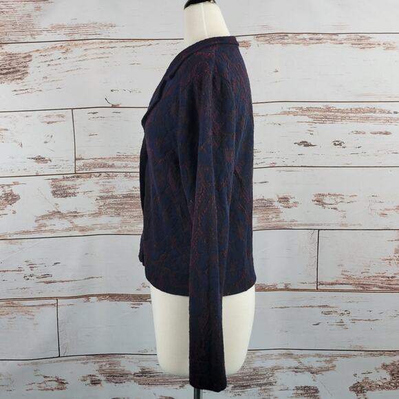 Cut Loose Knit Jacket Blazer Jacquard Lightweight Size M - Picture 2 of 8